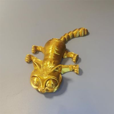 3D Printed Big Eye Cat PLA Crafts Cat Toy Colorful Cat Desktop Ornament Joints Movable Gift for Friends 19.5cm/7.6in (Gold)