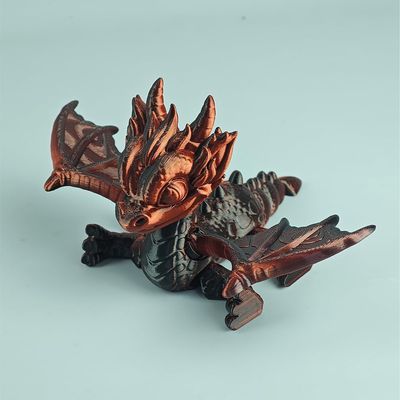 3D Printed Dinosaur PLA Crafts Dinosaur Toys Colorful Desktop Decoration Removable Wings Joints Movable Gift for Friends (Black Red)