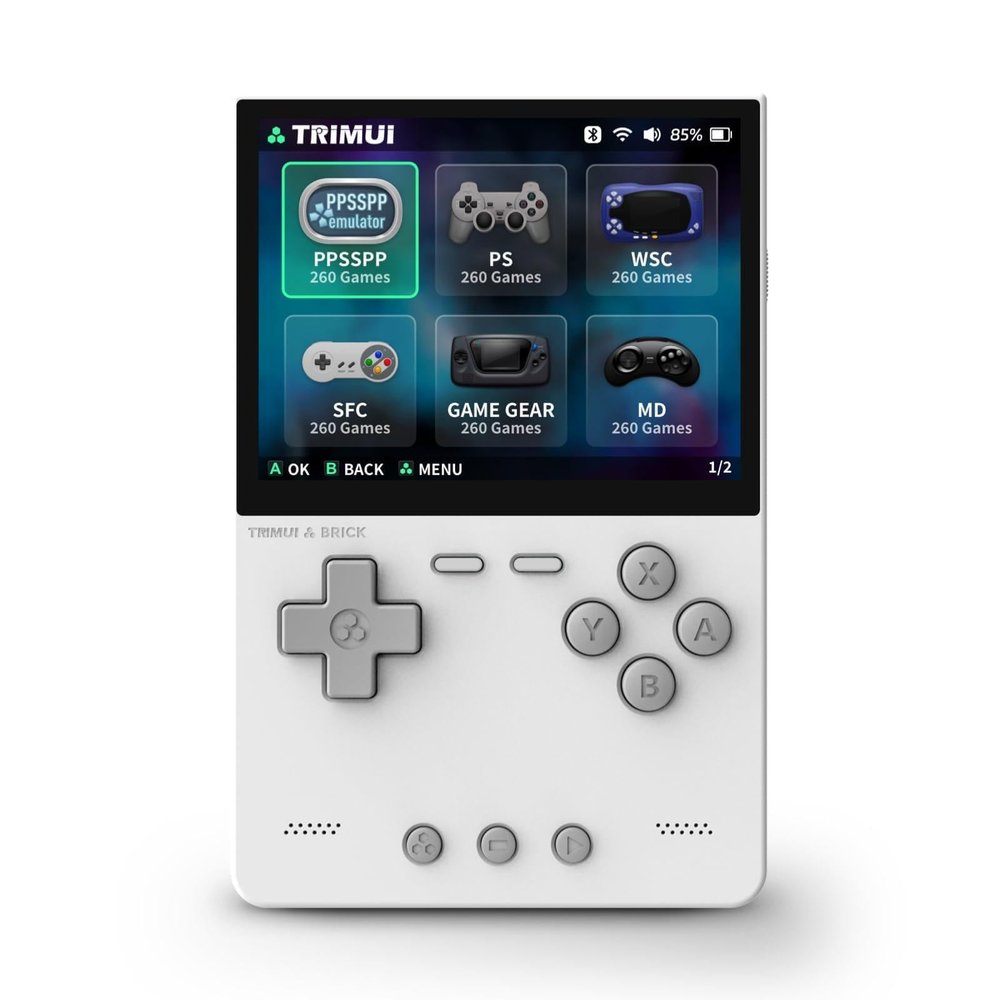 TRIMUI Brick Handheld Game Console, Mini Game Player Compatible with 3.2 inch IPS High-Definition Screen, Portable Video Game Console (White 128G)