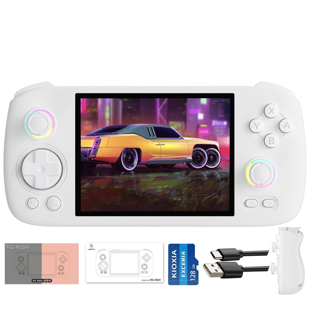Aivuidbs RG406H Retro Game Console 128G TF Card 5000+ Games, 4-inch Android 13 Unisoc T820 Processor 8 Cores Emulator Video Games RG 406H Supports 5G WiFi 4.2 Bluetooth Online Fighting,Streaming