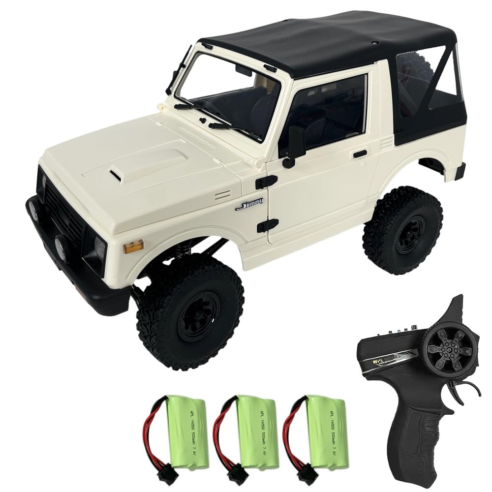 Dodoore RC Rock Crawler WPL C74-1 RC Truck, 1:10 Scale 2.4GHz Remote Control Truck, 4WD All Terrain Off-Road RC Crawler with LED Lights and 3 Rechargeble Batteries for Adults