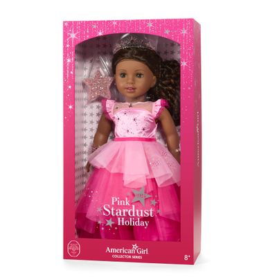 American Girl 2024 Pink Stardust Holiday Collector Doll with Swarovski Crystals Brunette
