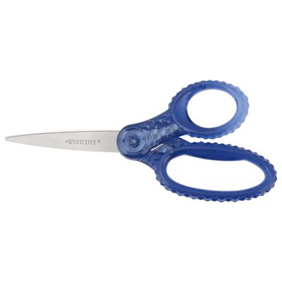 Westcott GEM Crystal-Design 7-Inch Pointed Student Scissors for Ages 12+, Classroom Essential with Comfortable Grip, Ideal for Left or Right Hand, Back to School, School Supplies, Blue