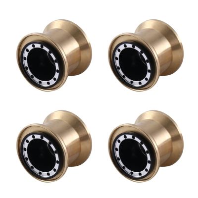 4Pcs Brass Clamp Ring Metal 1.0 Wheel Rim Wheel Hub for FMS FCX24 Max for SMA-sher 1/24 RC Crawler Car Upgrade Accessories(Black)