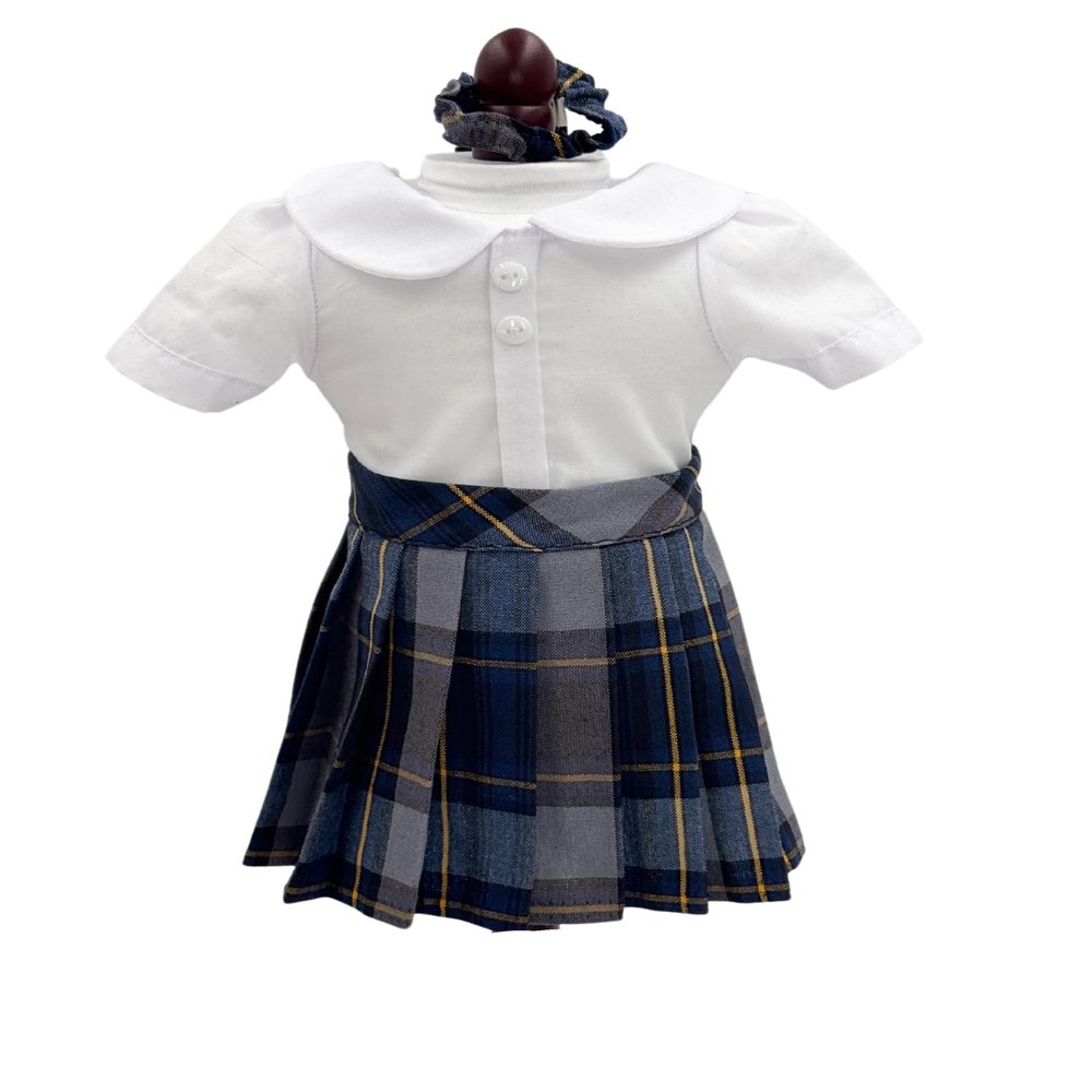 18 inch Doll Outfit-School Plaid Jumper Include Blouse and Hair Accessory/Add on Option: Sock and Shoe (Doll is not Included) (Pleated Skirt Only, Plaid 57)