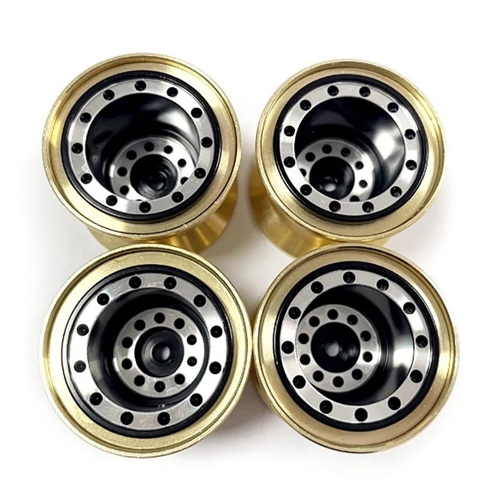4Pcs Brass Clamp Ring Metal 1.0 Wheel Rim Wheel Hub for FMS FCX24 Max for SMA-sher 1/24 RC for CRA-wler Car Upgrade Parts(White)
