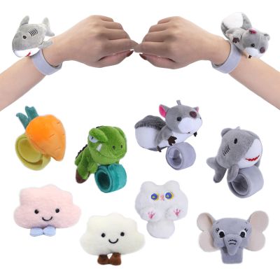 8 Pcs Slap Bracelets Stuffed Animal for Kids, Plush Animal Snap Bracelets Cutie Cuff Sticky Rolls Bracelet Huggers Toy Wrist for Girls Boys Child Gift Party Favors Birthday(style E)