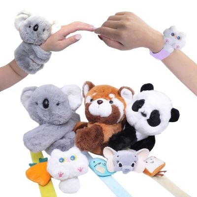8 Pcs Slap Bracelets Stuffed Animal for Kids, Plush Animal Snap Bracelets Cutie Cuff Sticky Rolls Bracelet Huggers Toy Wrist for Girls Boys Child Gift Party Favors Birthday(style C)