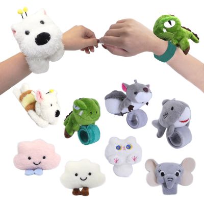 8 Pcs Slap Bracelets Stuffed Animal for Kids, Plush Animal Snap Bracelets Cutie Cuff Sticky Rolls Bracelet Huggers Toy Wrist for Girls Boys Child Gift Party Favors Birthday(style D)