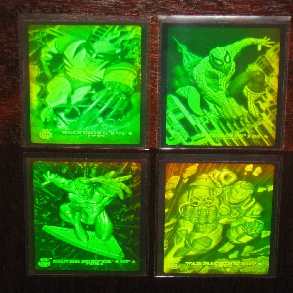 1994 Marvel Universe V Hologram Insert Set of 4 Cards (Spider-Man, Wolverine++) NM/M