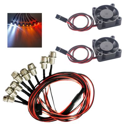 8Leds LED Light Headlights Lighting Taillight Kit & RC Motor Cooling Fan Heatsink 3010 30mmx30mmx10mm Brushless Cooler DC 5V