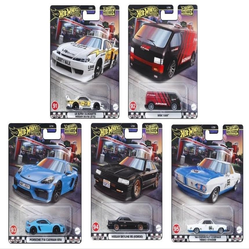 1:64 Scale Diecast Model Car Compatible with Hot Wheels Premium Boulevard 91-95" 5 Piece Set, GJT68-953U