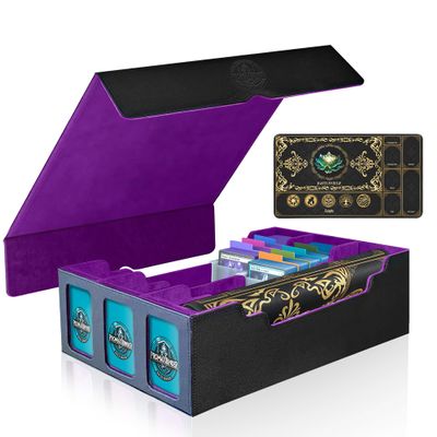 PROMAXIBINDER Trading Card Storage Box with Playmat 3 Display, Black&Purple