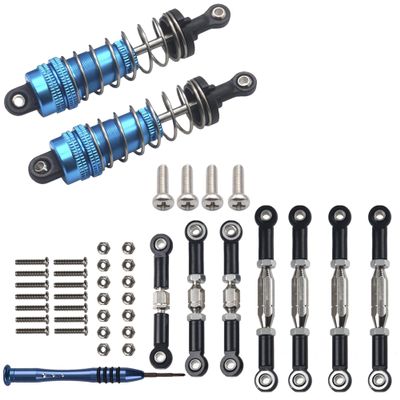 Aluminum Turnbuckle Pull Rod Steering Linkages Arm Tie Rod Ends Servo Link Rod with Screwdriver & Metal Shock Absorber Damper Suspension Upgrade Parts