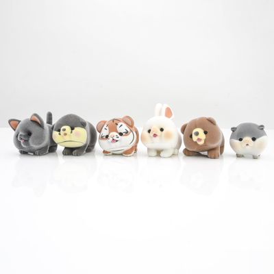 Newbee4 Miniature Pukupero Animal Mascot Figure,Cute Chubby Flocked Rabbit Cat Otter Hamster Tiger Bear