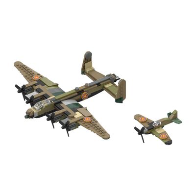 XMBRICDIYY Military Aircaft Building Blocks Kit, Avro Lancaster+Supermarine-Spitfire Aircaft Assembly Kit, Military Plane Building Blocks Gifts Adults (306 Pieces)