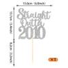1 Pack 16th Birthday Cake Topper Glitter Straight Outta 2010 Sixteen Awesome Since 2010 Cake Pick 16 Fabulous Cupcake Decorations for 16th Birthday Wedding Anniversary Party Supplies Silver view 2