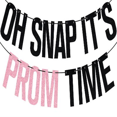 Black Glitter Oh Snap It's Prom Time Banner, Prom Night Decor, 2026 Prom Graduation Party Decorations Supplies