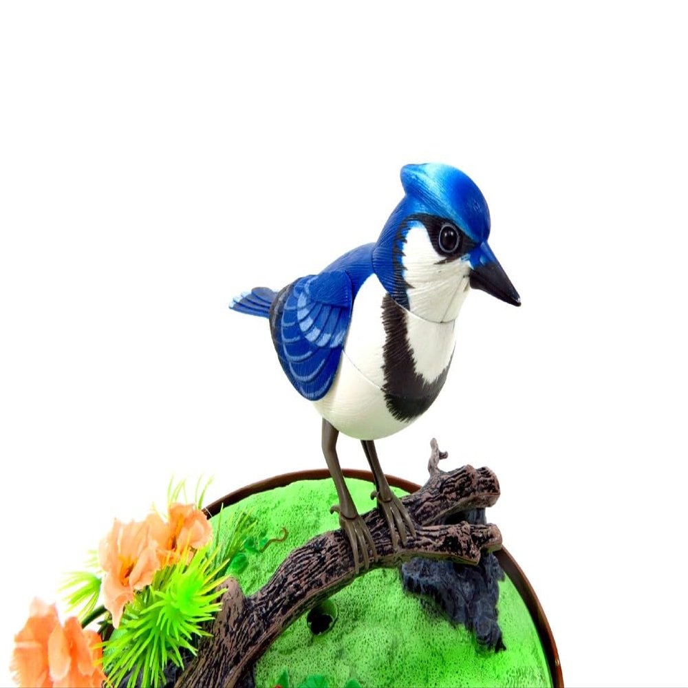 Dusky Shark Realistic Singing & Chirping Bird in Cage with Lifelike Sounds and Movements (Blue)