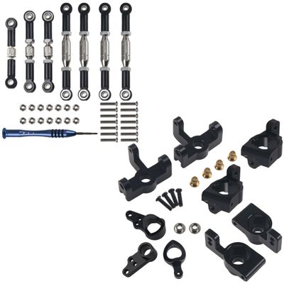 Aluminum Turnbuckle Pull Rod Steering Linkages Arm Tie Rod Ends Servo Link Rod with Screwdriver & RC Steering Knuckle Kit Hub Carrier C Hub Carriers Rear Axle Carrier