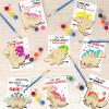 24 Sets Valentine's Day Gifts for Kids Wooden Cards Craft Painting Kits Valentines Day Dinosaur Theme Cards Valentine Gift Wood Cards for School Classroom Favors Exchange Gifts Party Favors Supplies view 1