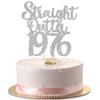 1 Pack 50th Birthday Cake Topper Glitter Straight Outta 1976 Fifty Awesome Since 1976 Cake Pick 50 Fabulous Cupcake Decorations for 50th Birthday Wedding Anniversary Party Supplies Silver view 1