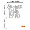 1 Pack 50th Birthday Cake Topper Glitter Straight Outta 1976 Fifty Awesome Since 1976 Cake Pick 50 Fabulous Cupcake Decorations for 50th Birthday Wedding Anniversary Party Supplies Silver view 2