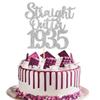 1 Pack 90th Birthday Cake Topper Glitter Straight Outta 1935 Ninety Awesome Since 1935 Cake Pick 90 Fabulous Cupcake Decorations for 90th Birthday Wedding Anniversary Party Supplies Silver view 1
