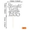 1 Pack 90th Birthday Cake Topper Glitter Straight Outta 1935 Ninety Awesome Since 1935 Cake Pick 90 Fabulous Cupcake Decorations for 90th Birthday Wedding Anniversary Party Supplies Silver view 2