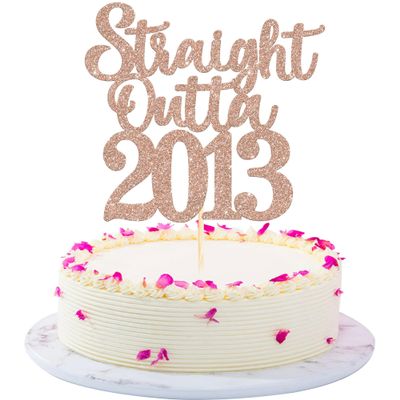 1 Pack 13th Birthday Cake Topper Glitter Straight Outta 2013 Thirteen Awesome Since 2013 Cake Pick 13 Fabulous Cupcake Decorations for 13th Birthday Wedding Anniversary Party Supplies Rose Gold