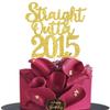 1 Pack 10th Birthday Cake Topper Glitter Straight Outta 2015 Ten Awesome Since 2015 Cake Pick 10 Fabulous Cupcake Decorations for 10th Birthday Wedding Anniversary Party Supplies Gold view 1