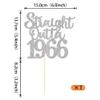1 Pack 60th Birthday Cake Topper Glitter Straight Outta 1966 Sixty Awesome Since 1966 Cake Pick 60 Fabulous Cupcake Decorations for 60th Birthday Wedding Anniversary Party Supplies Silver view 2