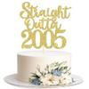 1 Pack 21st Birthday Cake Topper Glitter Straight Outta 2005 Twenty-one Awesome Since 2005 Cake Pick 21 Fabulous Cupcake Decorations for 21st Birthday Wedding Anniversary Party Supplies Gold view 1