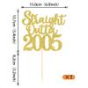 1 Pack 21st Birthday Cake Topper Glitter Straight Outta 2005 Twenty-one Awesome Since 2005 Cake Pick 21 Fabulous Cupcake Decorations for 21st Birthday Wedding Anniversary Party Supplies Gold view 2