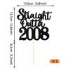 1 Pack 18th Birthday Cake Topper Glitter Straight Outta 2008 Eighteen Awesome Since 2008 Cake Pick 18 Fabulous Cupcake Decorations for 18th Birthday Wedding Anniversary Party Supplies Black view 2