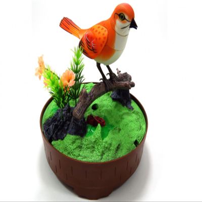 Dusky Shark Realistic Singing & Chirping Bird in Cage with Lifelike Sounds and Movements (Orange)