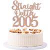 1 Pack 21st Birthday Cake Topper Glitter Straight Outta 2005 Twenty-one Awesome Since 2005 Cake Pick 21 Fabulous Cupcake Decorations for 21st Birthday Wedding Anniversary Party Supplies Rose Gold view 1