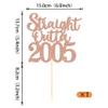 1 Pack 21st Birthday Cake Topper Glitter Straight Outta 2005 Twenty-one Awesome Since 2005 Cake Pick 21 Fabulous Cupcake Decorations for 21st Birthday Wedding Anniversary Party Supplies Rose Gold view 2