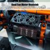 Dual Fan Motor Heatsink, Aluminum Alloy Plastic Brushless Motor Heat Dissipation Fan for 1/5 Remote Control Car 8.4V 16000RPM (Black) view 3
