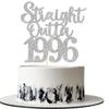 1 Pack 30th Birthday Cake Topper Glitter Straight Outta 1996 Thirty Awesome Since 1996 Cake Pick 30 Fabulous Cupcake Decorations for 30th Birthday Wedding Anniversary Party Supplies Silver view 1