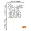 1 Pack 30th Birthday Cake Topper Glitter Straight Outta 1996 Thirty Awesome Since 1996 Cake Pick 30 Fabulous Cupcake Decorations for 30th Birthday Wedding Anniversary Party Supplies Silver view 2