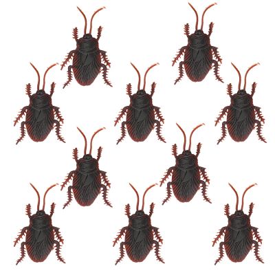 10pcs Fake Cockroaches Model, Simulated Plastic Prank Props for Halloween Themed Party Fool's Day Decoration (Cockroach)
