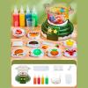 Kids Hot Pot Maker Cooking Toys, Sound Light Simulation Kitchen Machine DIY Toys with Pretend Bubble for Toddler (Green) view 3