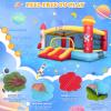 Whubefy Inflatable Bounce House Double Slide for Kids 3-6 Big Kids 8-12 Space Rocket Theme Large Bouncy Castle with 3 Obstacle Punching Pillars, Dual Basketball Hoops, Dart Board & Ball Toss Game view 3
