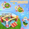Whubefy Inflatable Bounce House Double Slide for Kids 3-6 Big Kids 8-12 Space Rocket Theme Large Bouncy Castle with 3 Obstacle Punching Pillars, Dual Basketball Hoops, Dart Board & Ball Toss Game view 4