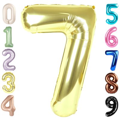 40 Inch Number 7 Balloon, 6 7 Birthday Decorations, Light Gold Seven Birthday Decor, 7 17 27 70 Year Old Balloon Number for Engagement, Wedding, Graduations