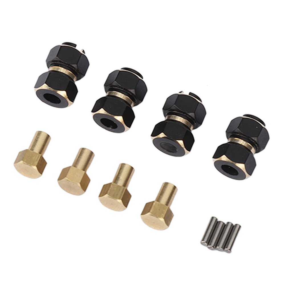 Acouto 4PCS RC Hex Hub 10mm Brass Wheels Hex Hub Extension Hex Drive Adapter for 1/18 RC Crawler Wheel Spacer Wheel Nuts