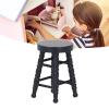 1:12 Scale Dollhouse Stool Chair,Miniature Wooden Stool Chair Furniture,Wooden Handcrafted Scene Ornament Model Miniature Round Stool Chair Toy (Black) view 3