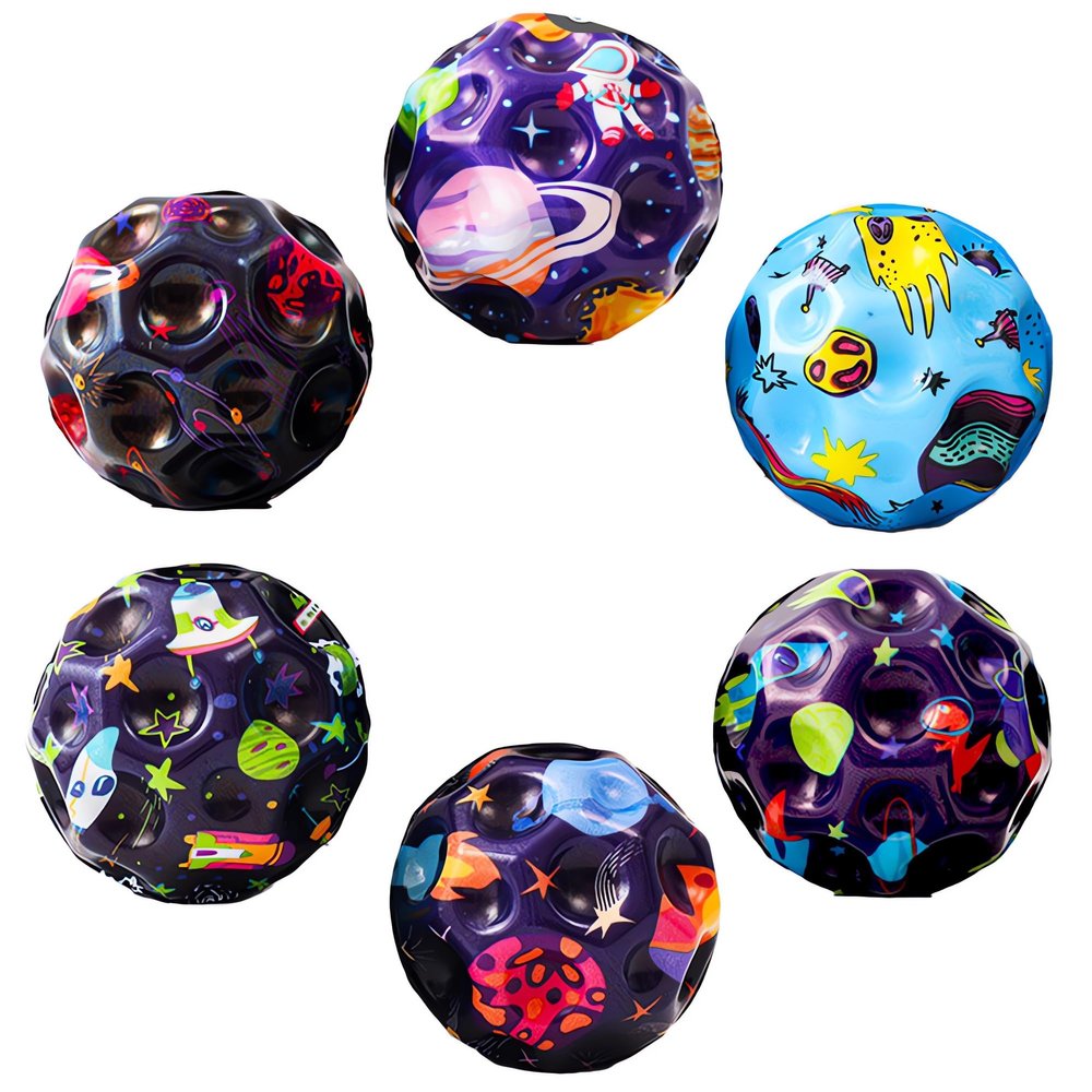 Tendry Moon Ball, Extreme High Bouncing Ball for Kids of All Ages, Improve Hand-Eye Coordination, Easy to Grip and Catch by Athletes as a Sport Training Toy (Space 6 PCS)