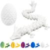 3D Printed Dragon Egg with Dragon Inside,12 Inch 3D Printed Dragon Egg Fidget ToyHome Office Decor Executive Desk Toys for Autism/ADHD (Silk White) view 1
